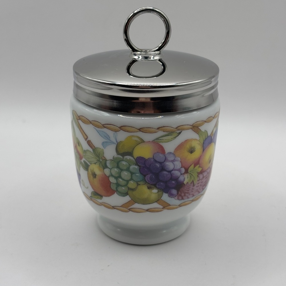 Vintage Royal Worcester Evesham Vale Porcelain Egg Coddler Basket Fruit Pattern